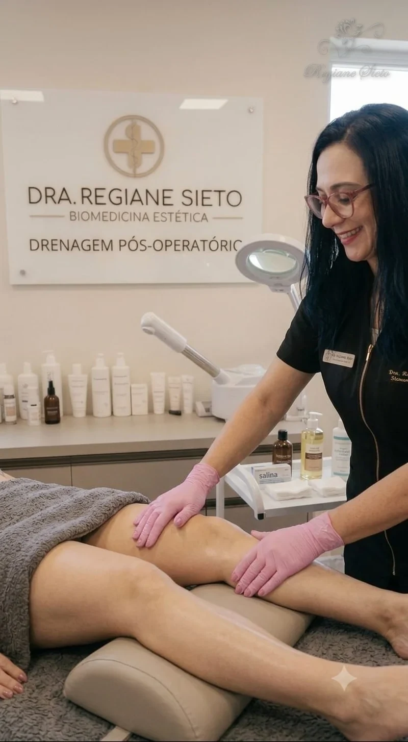 Dra. Regiane Sieto realizando Drenagem Linfática em Ribeirão Preto