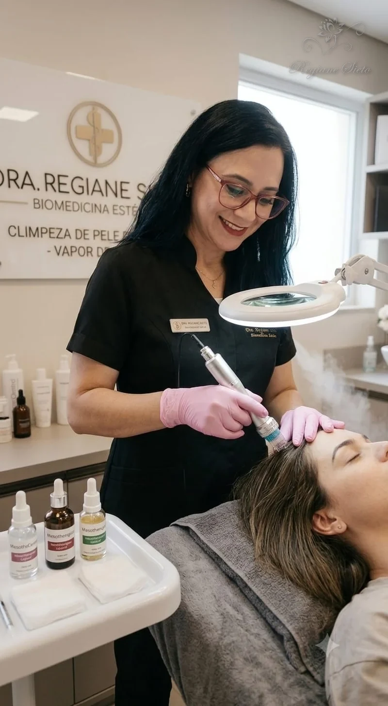 Dra. Regiane Sieto realizando Tratamento Capilar — Mesoterapia em Ribeirão Preto