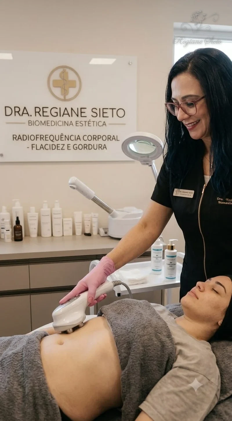Dra. Regiane Sieto realizando Radiofrequência Corporal em Ribeirão Preto